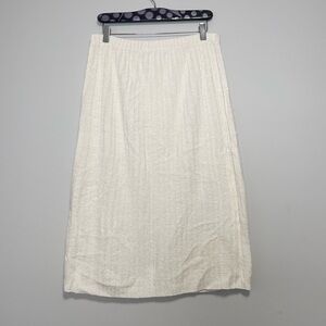 White Ribbed Knit Midi Skirt Size Medium